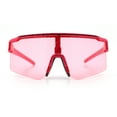 thumbnail image 4 of Color Mirror Lens Oversized Half Rim Sport Rectangle Monoblock Shield Plastic Sunglasses All Pink, 4 of 8