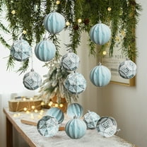Xuniizn Christmas Ornaments Set - 9pcs Antique 8CM Christmas Set Christmas Scene Layout Christmas Tree Decoration Hanging Box Pendant, Light Blue