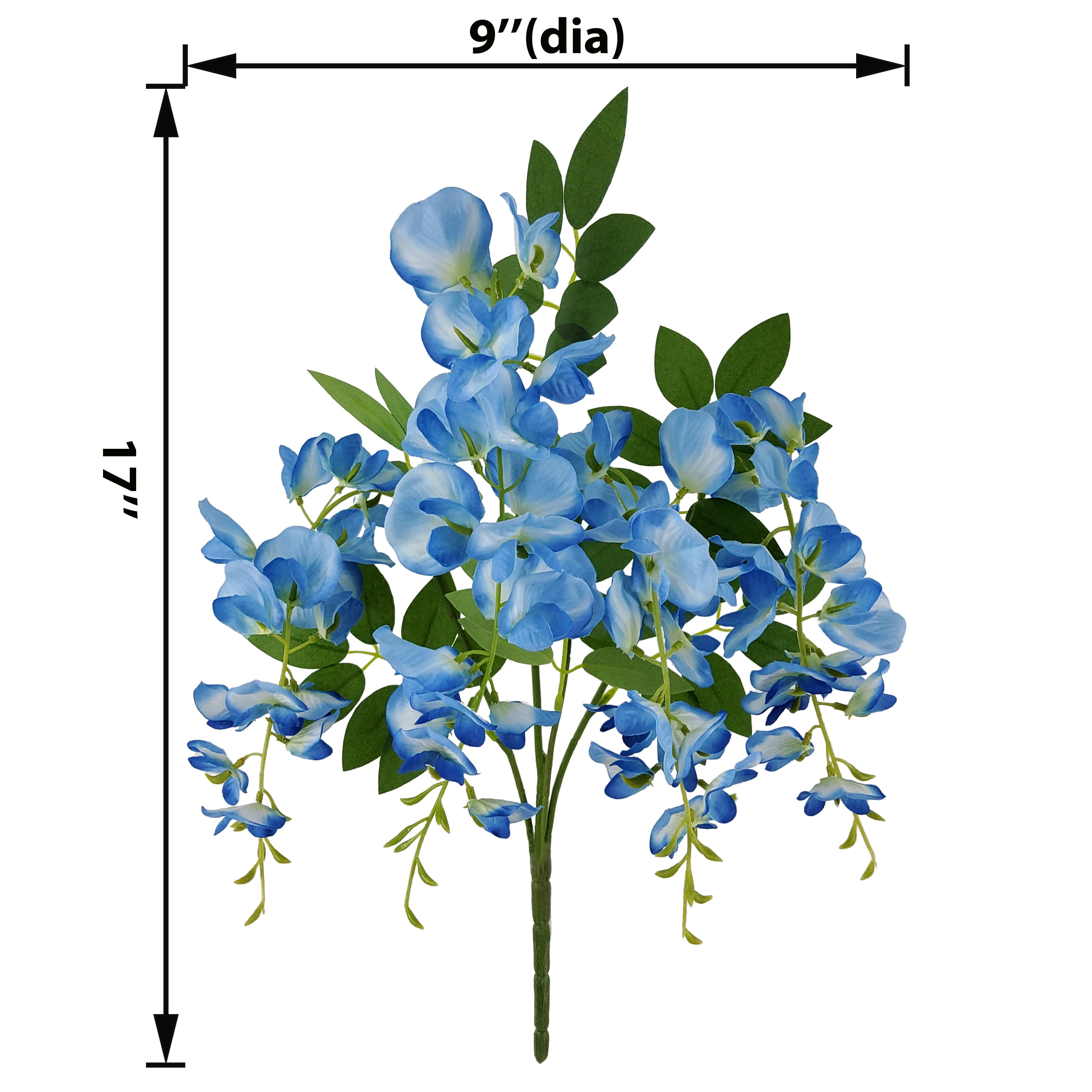 Mainstays 17in Indoor Artificial Blue Wisteria Bush, Blue Color.