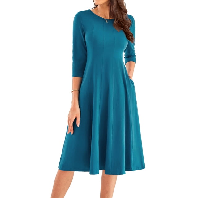 Vestido GRACE KARIN, holgado, manga 3/4, corte en A, azul