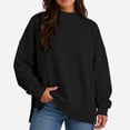 thumbnail image 6 of Perfectbot Women's Mock Neck Sweatshirt Long Sleeve Loose Fit Pullover Top with Side Split Casual Fall Wear, 6 of 9