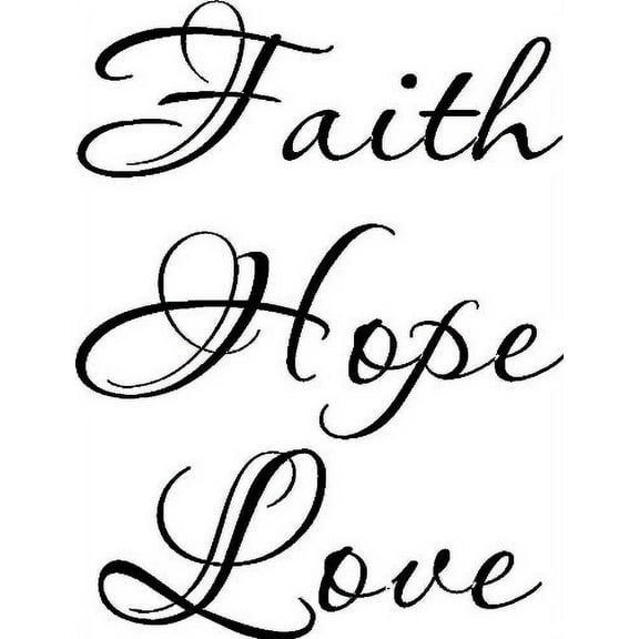 Faith Hope Love Vinyl Wall Art, 1 Corinthians 13. Our Inspirational Christian Scripture Bible Verse Inspired Wall Arts are made in the USA. Love Quotes.