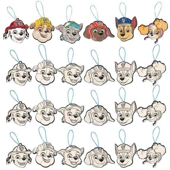 2 3/4" – 3 1/2" Color Your Own PAW Patrol Character Wood Ornaments - Makes 12