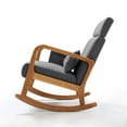 thumbnail image 6 of Solid Wood Rocking Chair, Nursery Upholstered Glider Rocker, Rocking Accent Chair with High Backrest, Pillow and Magazine Side Pocket for Living Room Bedroom Study(Set of 2, Grey), 6 of 9