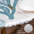 thumbnail image 4 of Summer Marine Life Round Fitted Table Cover Ocean Coral Simple Lines Art Waterproof Table Cloth with Elastic Edge Wipeable Tablecloth for Picnic Camping Party Fits 36"-44" Diameter, 4 of 8
