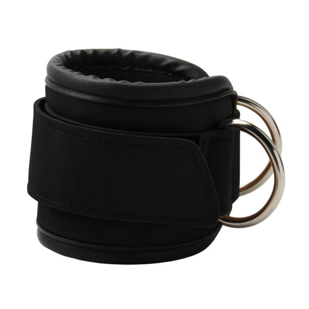 Correa de tobillo para la máquina de cable El manguito del tobillo ajustable de resistencia del anillo D doble accesorio de gimnasio múltiple para ejercicio de cadera en el hogar negro