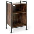 thumbnail image 6 of Resenkos Rolling Record Player Stand with Integrated Power Outlet, Rustic Brown, 6 of 8