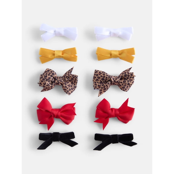Wonder Nation Girls Mini Hair Bows, 10-Pack, Multi