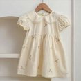 thumbnail image 2 of WXFAZCVU Baby Girls Dress Toddler Embroidered Lapel Short Sleeved Flower Dress Daily Wear Size 9-12 Months, 2 of 3