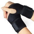 thumbnail image 1 of Xelparuc Muñequera atlética ajustable para hombres y mujeres, soporte para túnel carpiano, tendinitis, levantamiento de pesas, (negro/1 par), 1 of 8