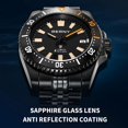 thumbnail image 2 of Reloj de buceo para hombre Cristal de zafiro recubierto con AR Bisel giratorio Reloj automático con corona atornillada Reloj de pulsera de acero inoxidable resistente al agua 20ATM Blanco súper brillante Todo negro, 2 of 5