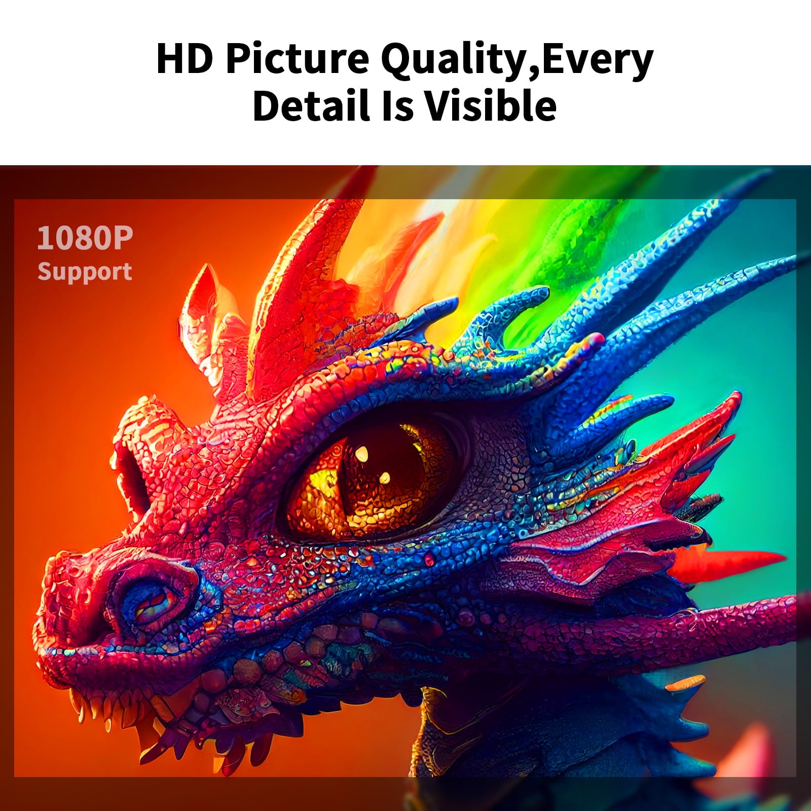 Mini Projector, Supporting 1080P High Definition Resolution, Portable Projector Screen with Projector Stand, Automatic Vertical Trapezoidal Correction,Equipped with WiFi and Bluetooth Functions,White
