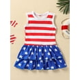 thumbnail image 2 of Biekopu Independence Day Kids Girl Dresses,Sleeveless Star Striped Layered Ruffled Casual Princess Dress, 2 of 8