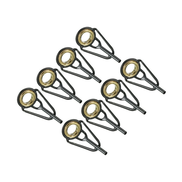 Unique Bargains 1.4mm Stainless Steel Fishing Rod Tip Repair Kit Pole Ring Guide Replacement, Golden 8 Pack