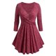 thumbnail image 1 of Camiseta de Espacio Teñido con Tiras Cruzadas en Talla Extra Rosegal  Mangas largas de talla grande, 1 of 5