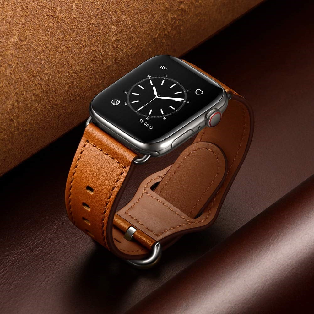 Leixiuer Leather Strap For Apple Watch Band 44mm 40mm Iwatch Band 42mm 38mm Genuine Leather Belt Bracelet Apple Watch Series 5 4 3 2 Se 6 White 42mm 4