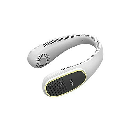 

RKSTN LED Display Hanging Fan 3 Speed Bladeless Portable Fan 4000 MAh Battery Powered Wearable Personal Fan Bladeless Rechargeable Headphone Design