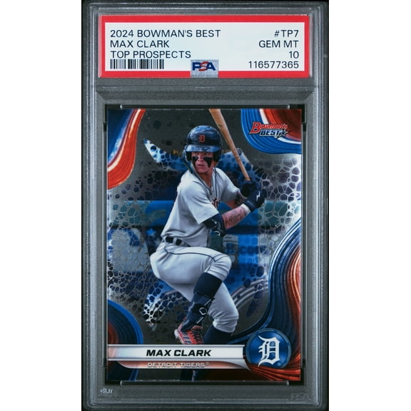 Graded 2024 Topps Bowmans Best Max Clark #TP7 Top Prospects Rookie RC Baseball Card PSA 10 Gem Mint