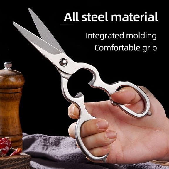 FACEGA 8inch Heavy Duty Sharp Kitchen Scissors All Purpose,Forged Stainless Steel Separatable Kitchen Shears with Bottle Opener,Nut Cracker,Silver