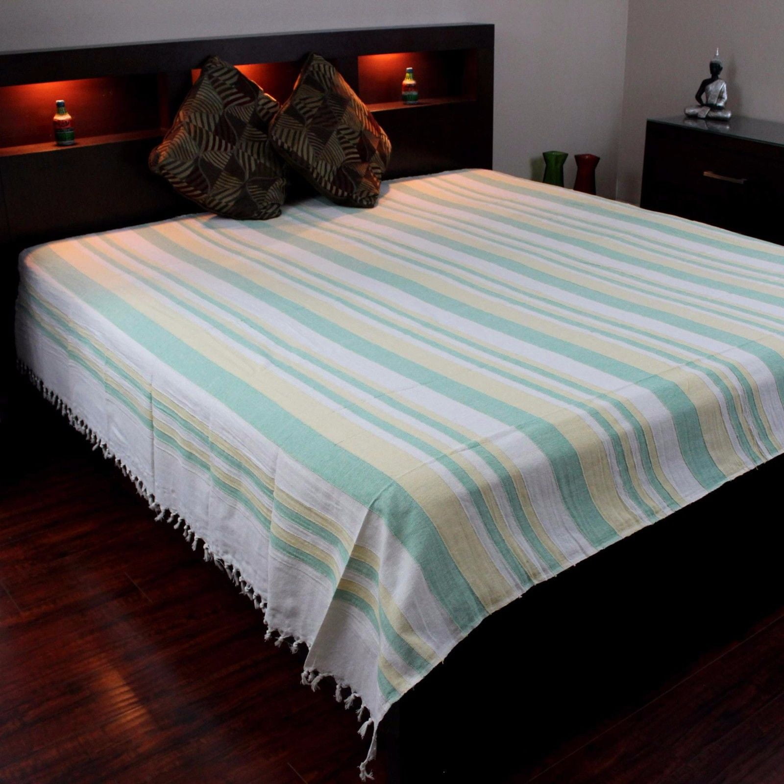 Heavy Cotton Ribbed Striped Tapestry Bedspread Bed sheet ...