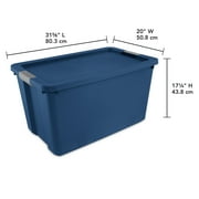 Sterilite 34 Gallon Extra-Large Storage Bin, Plastic Storage Container with Latch Lid, Blue