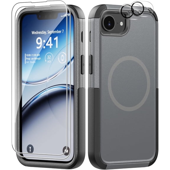 Diverbox for iPhone 16e 17e Case [Compatible with MagSafe] [Shockproof] [Dropproof] [with Screen Protector ] Heavy Duty Protection Phone Case Cover for Apple iPhone 16e 17e 6.1 inch(Gray)