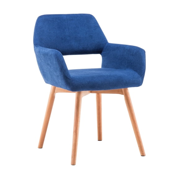Desk Chair No Wheels Vanity Chair Comfy Accent Chair for Living Dining Room Bedroom Home Office Mid Century Modern Upholstered Armchair Sofa Chair (Blue, 1)