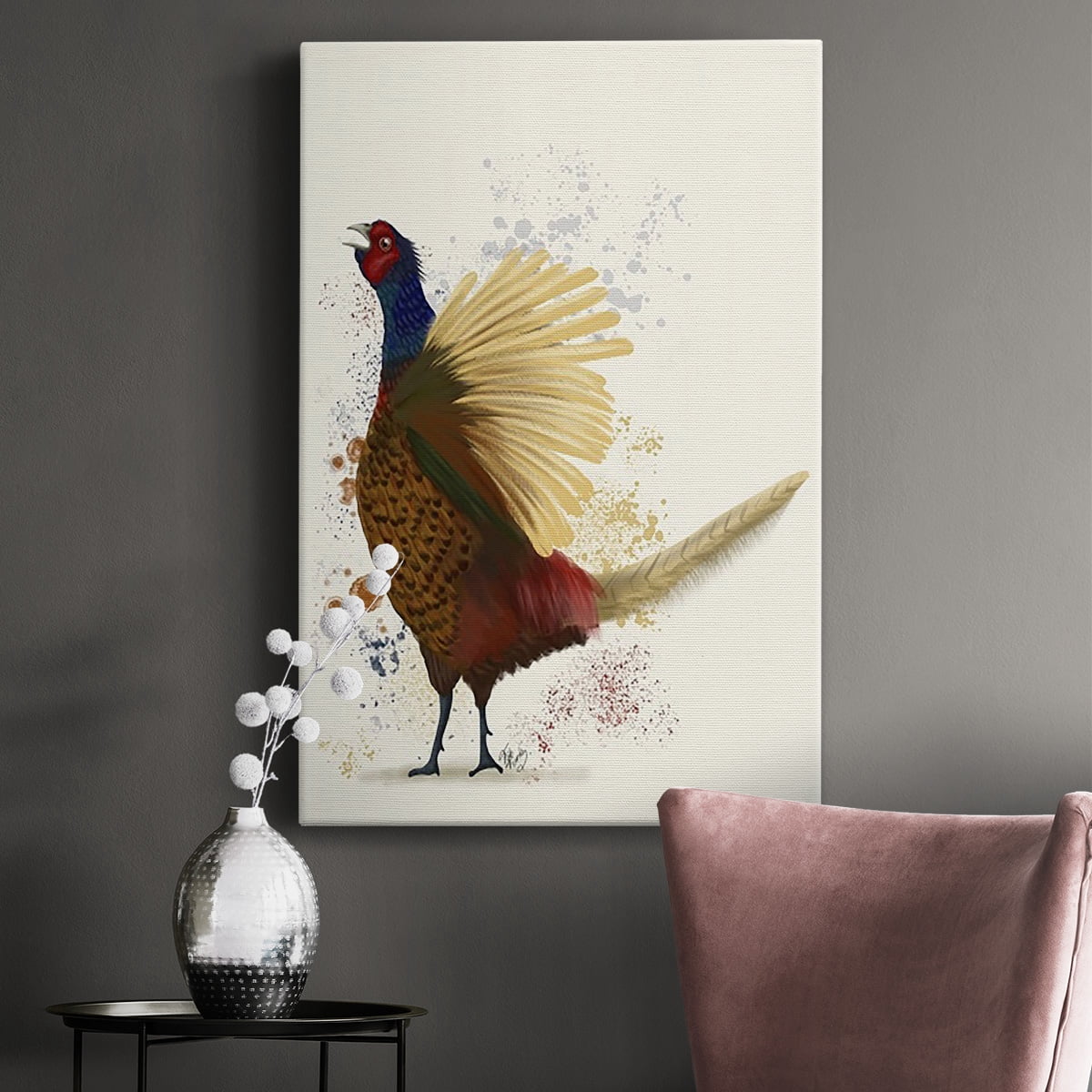 Pheasant Splash 8 Premium Gallery Wrapped Canvas - Ready to Hang