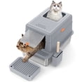 thumbnail image 4 of AMONSEE Stainless Steel Litter Box with Lid,Enclosed Large Cat Litter Box with Poop Scooper and Footboard, 4 of 10