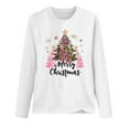 thumbnail image 4 of Craaazy Christmas Shirts for Women Trendy Shining Christmas Tree Printed Casual Round Neck Loose Long Sleeve Womens Top Gifts for Women, 4 of 6