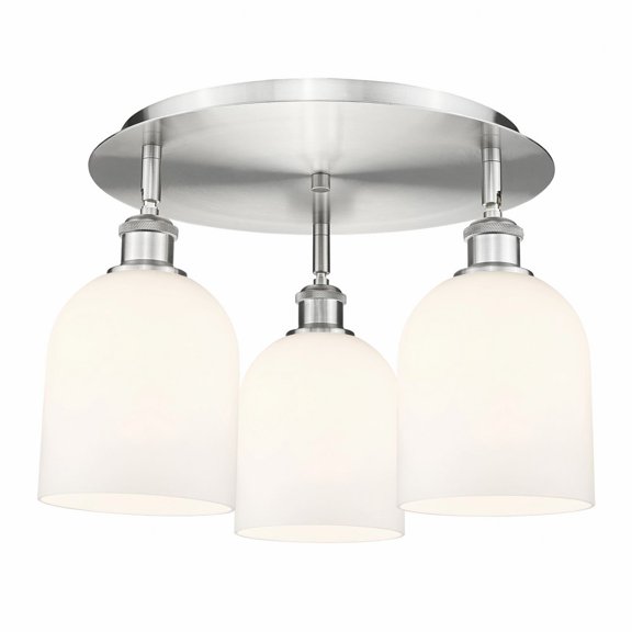 516-3C-SN-G558-6GWH Innovations Lighting Bella - 3 Light Flush Mount In Industrial Style-10.5 Inches Tall and 17.25 Inches Wide-Satin Nickel