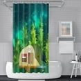 thumbnail image 2 of 72x72inch Happy Camper Shower Curtain RV Shower Curtain Sets Spring Travel Night Starry Sky Green Forest Camping Adventure Watercolor Bath Curtain Set Decor with Hooks Waterproof, 2 of 6