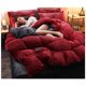 thumbnail image 5 of Juego de ropa de cama de felpa suave y cálida, ideal para invierno, disponible en varios colores y tamaños, incluye funda nórdica, sábana y fundas de almohada., 5 of 7