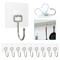 Adhesive Hooks for Hanging Heavy Duty Wall Hooks 22 lbs Self Adhesive Towel Hook Waterproof Transparent S Hooks for Keys Bathroom Shower Outdoor Kitchen Door Home Improvement Sticky Hook 10 Pack
