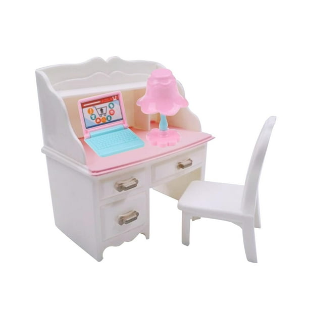 Juego de sillas de Escritorio para 1/12 Macarena Mini mesa de ordenador accesorios de Decoración