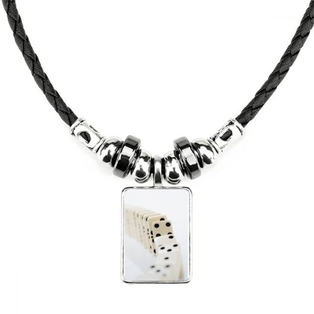 juego de pai gow dominó foto collar a mano colgante de cuerda de cuero Unbranded M