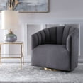 thumbnail image 5 of Uttermost Cuthbert Wood Stainless Steel and Fabric Swivel Chair in Brushed Brass, 5 of 7