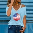 thumbnail image 2 of Siilsaa 4th of July Independence Day Tee Tee Women Vintage American Flag Color Block Patriotic T-Shirt Summer Short Sleeve Tops Blue,M, 2 of 5