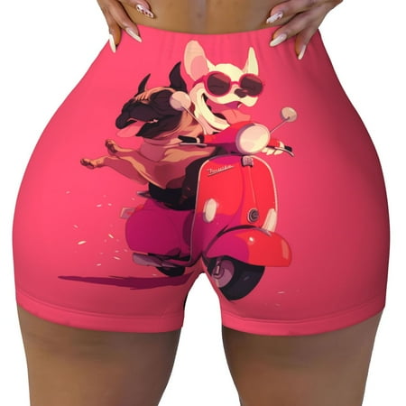 Workout Shorts Women  Cool French Bulldog No.108 Biker Shorts for Women Running Gym Spandex Shorts Tummy Control