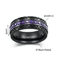 thumbnail image 2 of Black Gold Plated 8mm Purple AAA CZ Titanium Steel Mens Ring Men Wedding Band Man Ring, 2 of 7