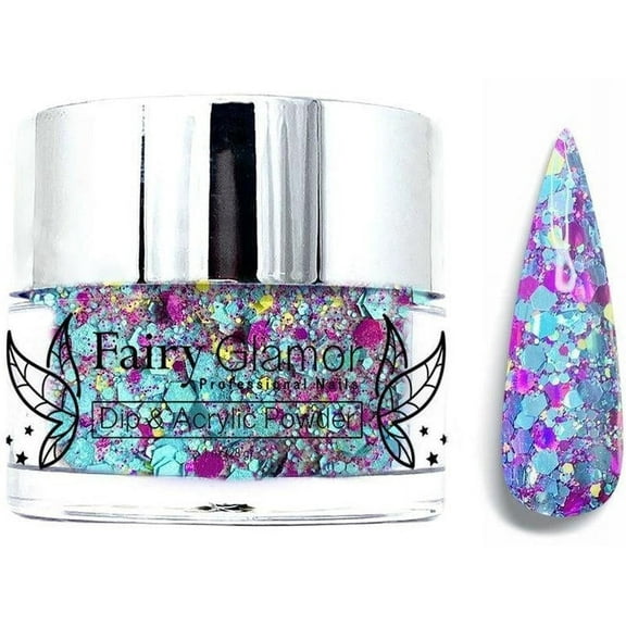 Blue Pink Chunky Glitter Dip and Acrylic Nail Powder 1oz | K-pop Revolution