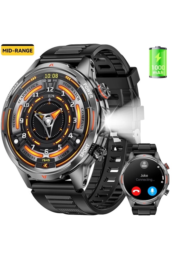 Smart Watch 1.7" Smartwatch (Metal Body) with 1000mAh Battery/ IP68 Waterproof/100+ Sports Modes, Outdoor Sports, Fitness Tracker fits for Android iPhone Devices (Black)
