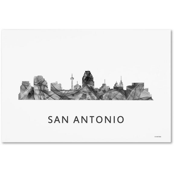 Trademark Fine Art 'San Antonio Texas Skyline WB-BW' Canvas Art by Marlene Watson