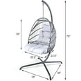 thumbnail image 4 of Swing Egg Chair With Stand Indoor Outdoor, UV Resistant Cushion Hanging Chair With Guardrail And Cup Holder, Anti-Rust Foldable Aluminum Frame Hammock Chair, 350lbs Capacity For Porch Backyard, Gray, 4 of 10