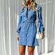thumbnail image 5 of Vestido vaquero con botones, solapa para mujer con cinturón, desplazamientos elegantes Ygjytge Azul claro T L para Mujer, 5 of 6