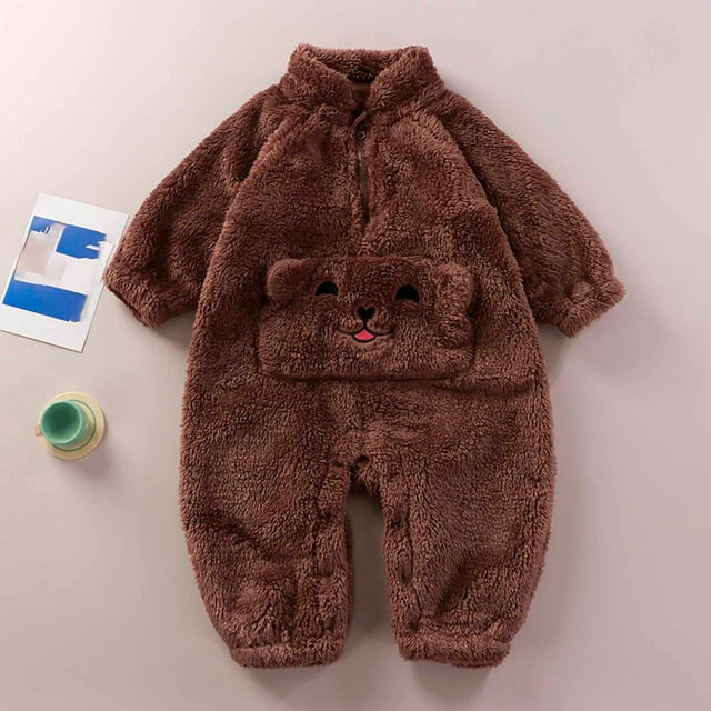 LSLJS Barboteuse pour Bébé Fille Garçon Combinaison Pyjama Manches Longues en Peluche Justaucorps Combinaison Automne Hiver