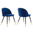 thumbnail image 2 of Modway Cordial Performance Velvet Dining Chairs - Set of 2 in Navy, 2 of 9