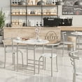 thumbnail image 2 of Lacoo 3-Piece Small Dining set, Table and Chair Set for 2 ,for Living Room, Dining Room, Kitchen, Marble & Sliver, 2 of 7