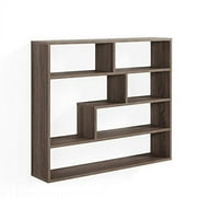 Danya B Large Rectangular 7.75W x 37D x 31.5H 6-Shelf Wall Shelves, Weathered Oak