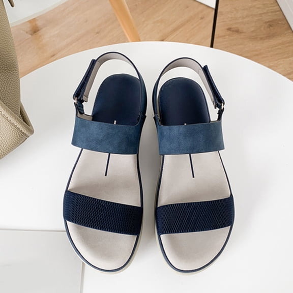 Vedolay Wedge Sandals for Women Women's Comfy Sandals Summer Orthopedic Open Toe Sandals,Blue 6.50